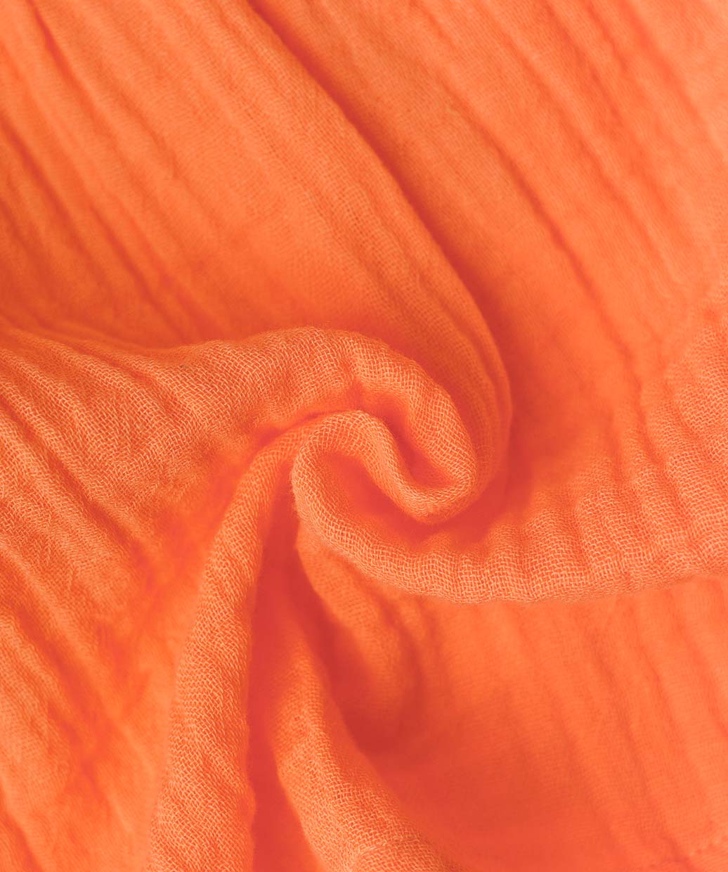 Muslin Bubble Crinkle Smocking Frock - Coral Orange