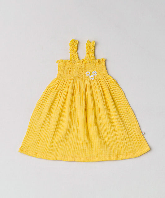 Muslin Bubble Crinkle Smocking Frock - Crayola