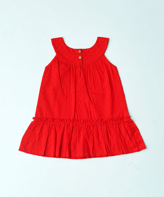 Swiss Dobby Frock (Tunic) - Carmine