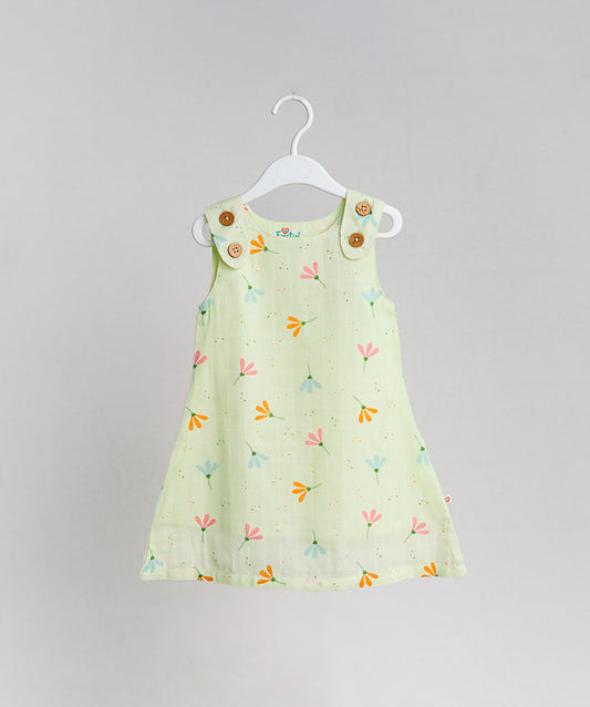 Muslin Tent Frock - Lime Cream Bloom