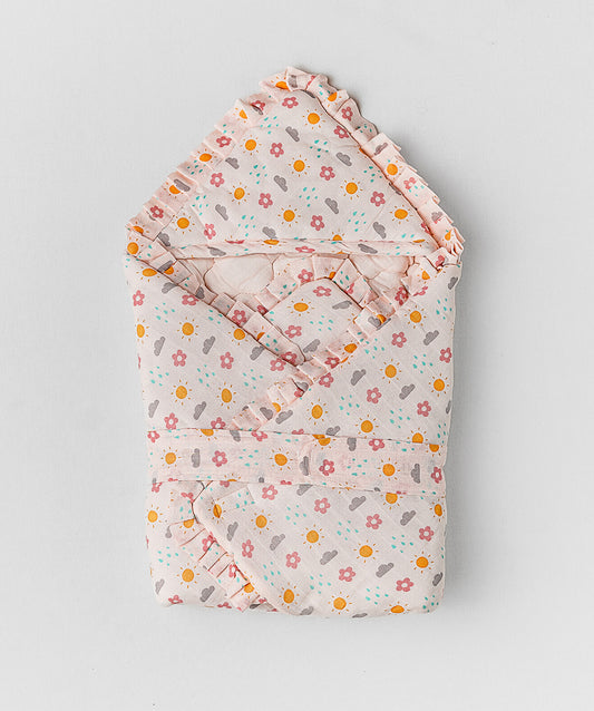 Muslin Salsa Rose Daisy Cloud Baby Wrap Bed