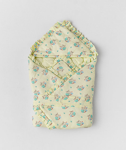 Muslin Yellow Zippy Zibra Baby Wrap Bed