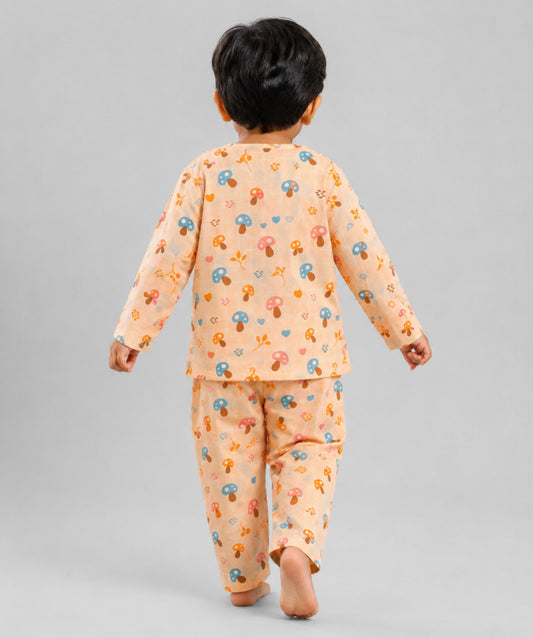 Muslin Pyjamas Set - Apricot Sherbet Mushies
