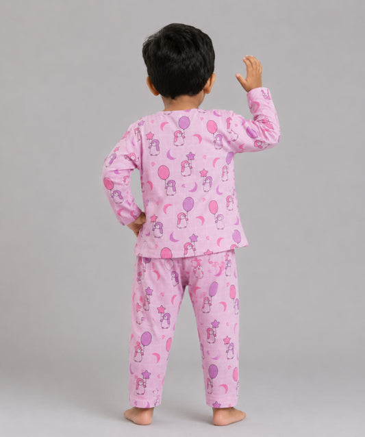 Muslin Pyjamas Set - Fragrant Lilac Penguin