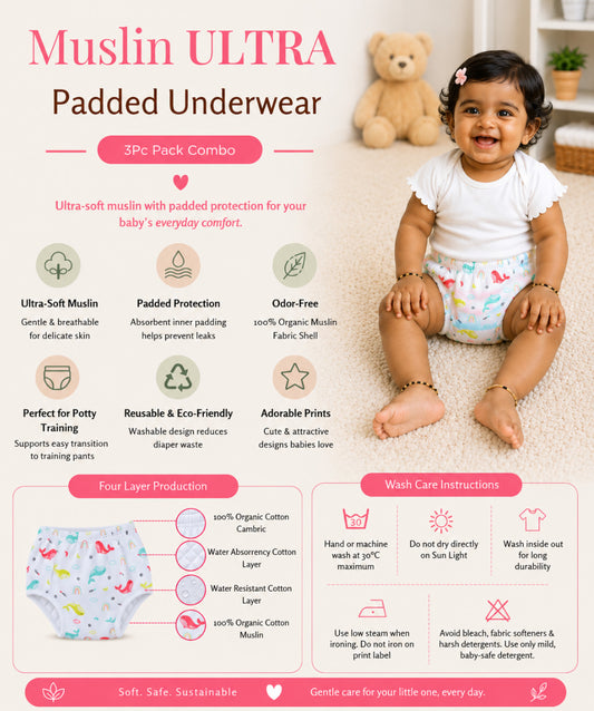 Muslin ULTRA Padded Underwear 3 Pc Pack Combo 9
