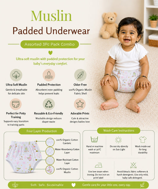 Muslin Padded Underwear Assorted 3 Pc Pack Combo D
