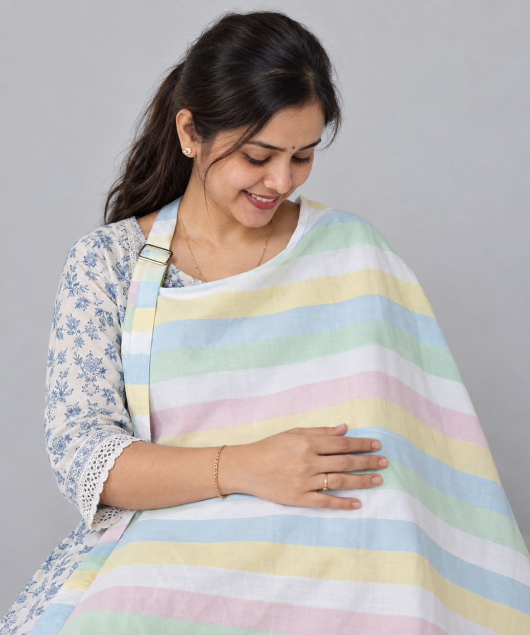 Poplin Feeding Apron Multicolor Stripes