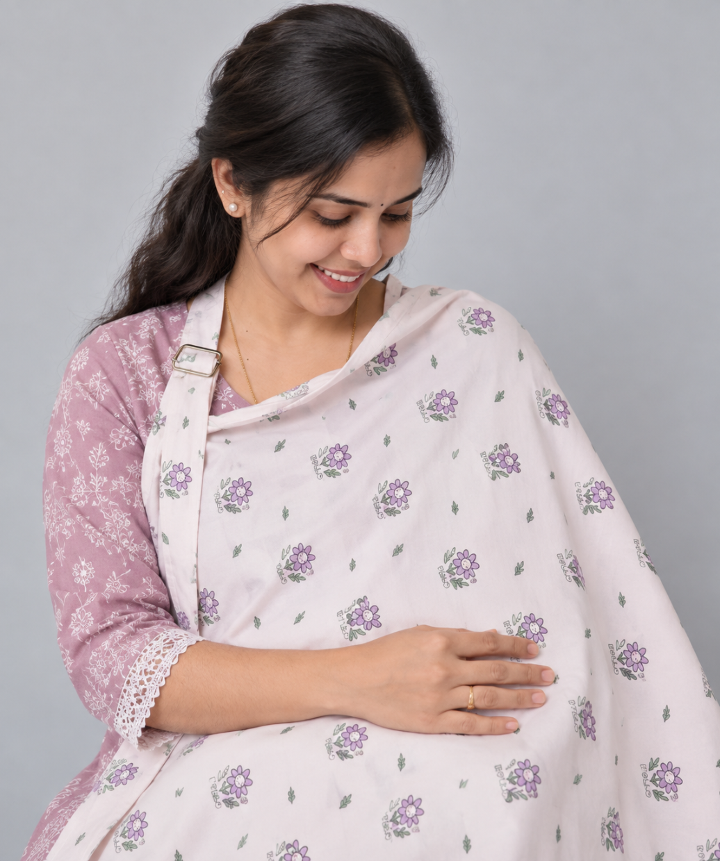 Poplin Feeding Apron Salsa Rose Viola