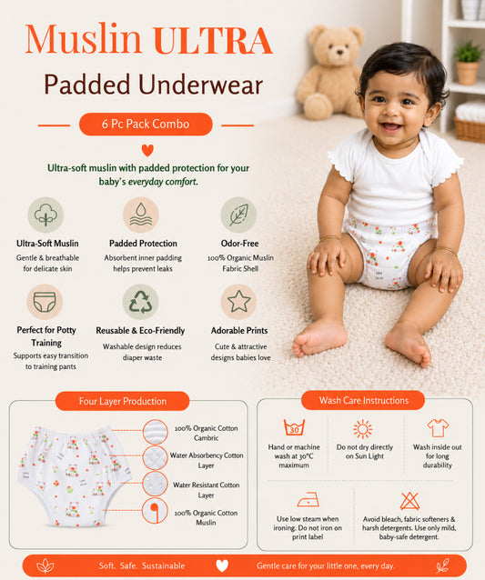 Muslin ULTRA Padded Underwear 6 Pc Pack Combo 6