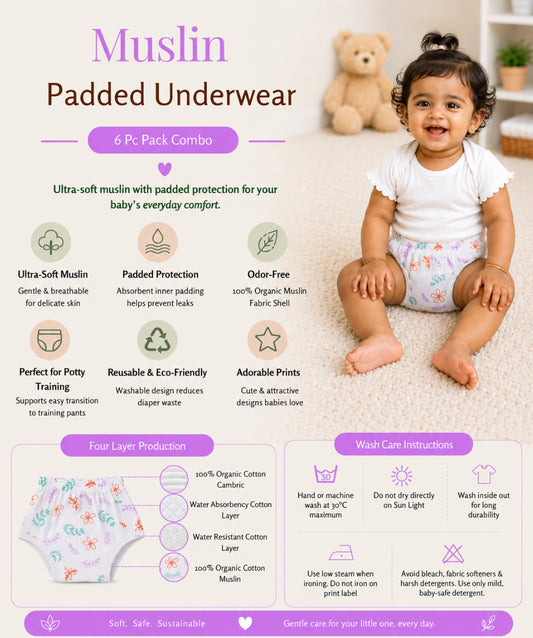 Muslin Padded Underwear 6 Pc Pack Combo 6