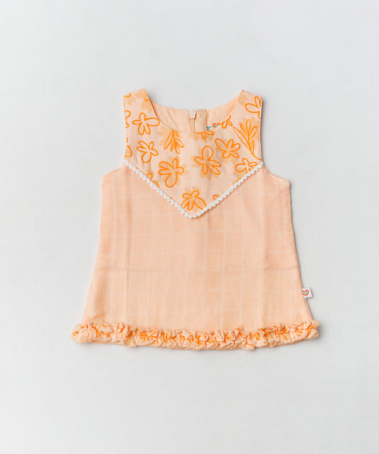 Muslin Boho Frock - Apricot Sherbet Moss