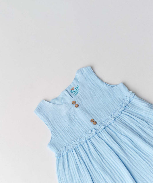 Muslin Bubble Crinkle Grace Frock - Aqua