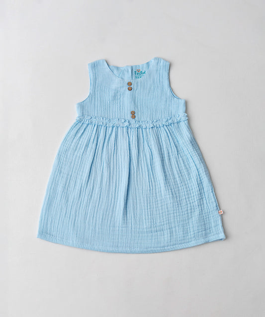 Muslin Bubble Crinkle Grace Frock - Aqua
