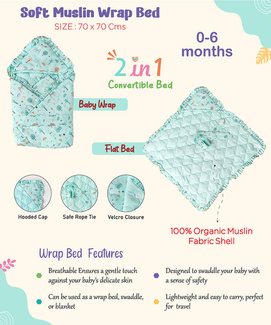 Muslin Lime Cream Runner Duck Baby Wrap Bed
