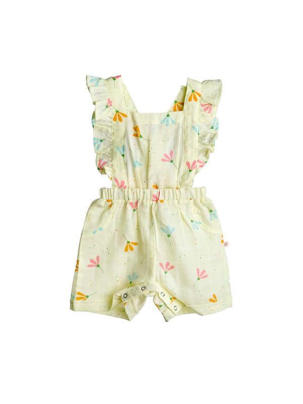 FIRSTIN Muslin Jumpsuit - Lime Cream Bloom