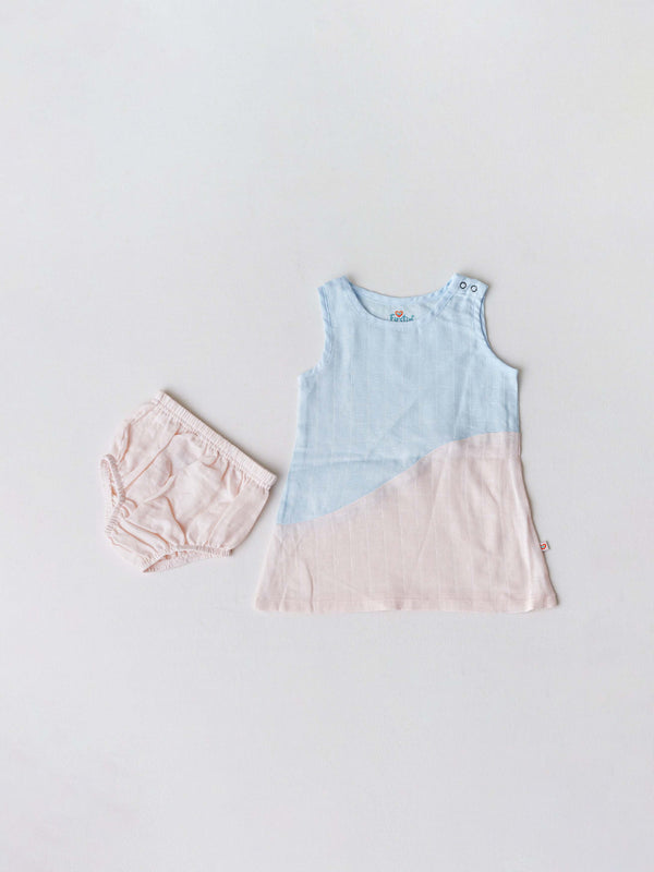 FIRSTIN Muslin Frock (Duo) Panty Combo - Salsa Rose