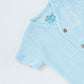 Muslin Bubble Crinkle Jabla-Shorts Set Half Sleeve - Aqua