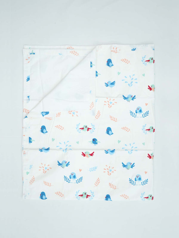 FIRSTIN Poplin Dohar (Mattress Protector/Receiving Sheet)) - Blue Bird