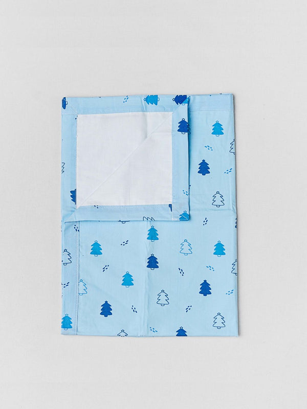 FIRSTIN Poplin Dohar (Mattress Protector/Receiving Sheet) - Blue Fir Tree