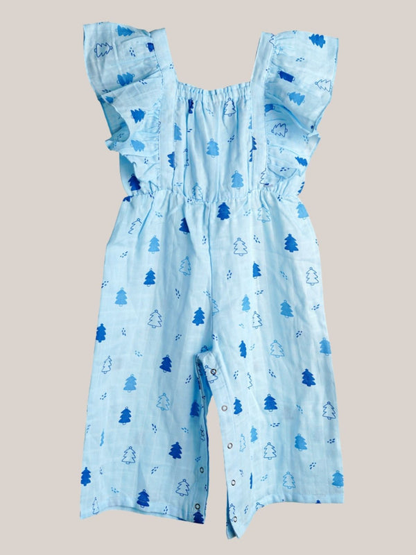 FIRSTIN Muslin Palazzo (Bottom Snap Button) - Blue Fir Tree