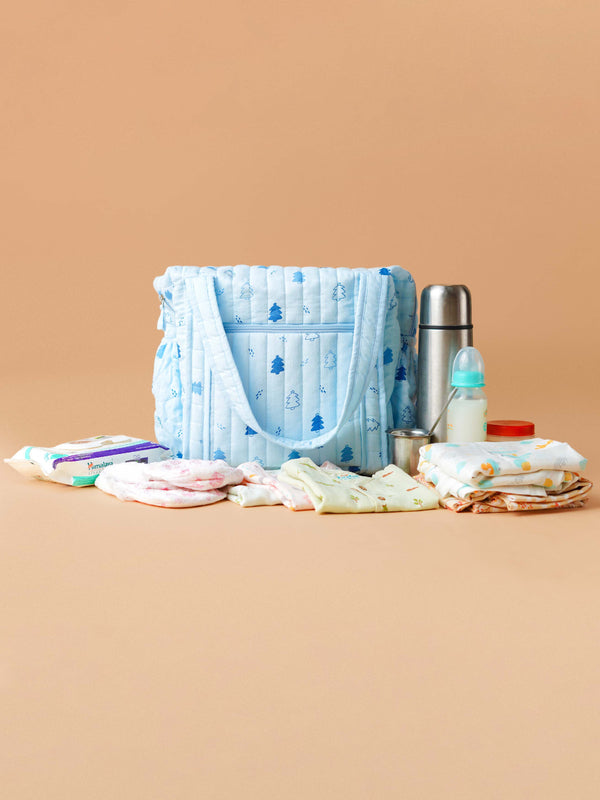FIRSTIN Muslin Diaper Bag - 40X28X14CM - Blue Fir Tree