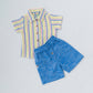 Y/D Muslin Crinkle Breezy Shirt-Shorts Set - Candy Stripe