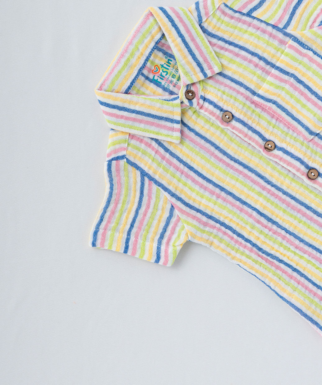 Y/D Muslin Crinkle Breezy Shirt-Shorts Set - Candy Stripe