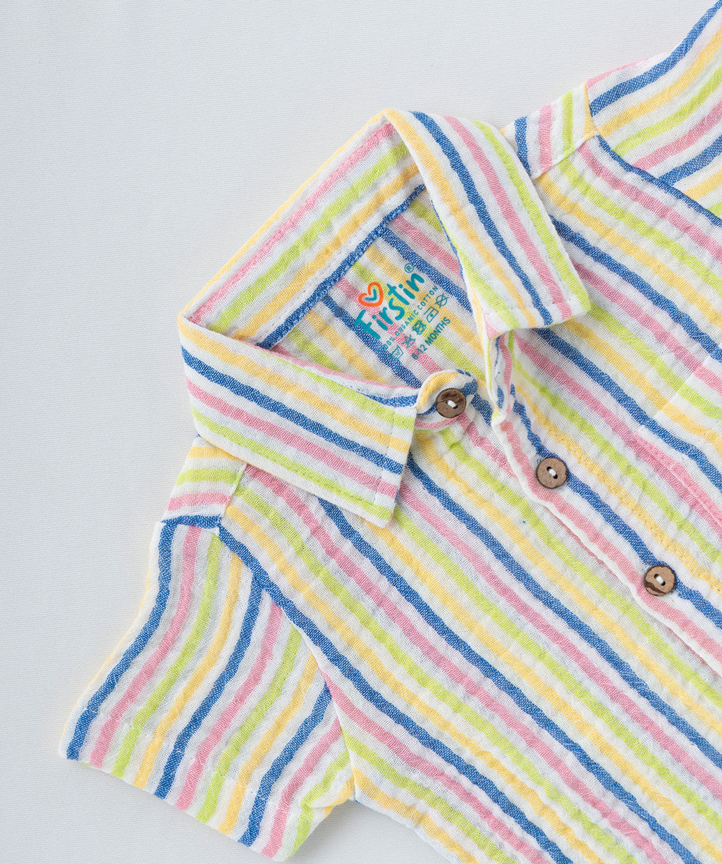 Y/D Muslin Crinkle Breezy Shirt-Shorts Set - Candy Stripe