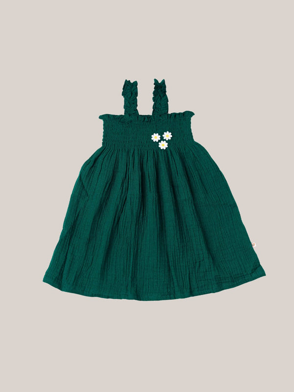 FIRSTIN Muslin Bubble Crinkle Smocking Frock - Opal