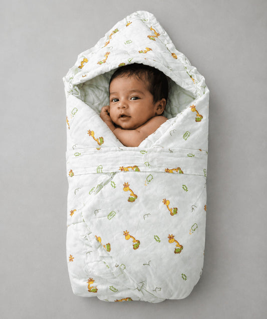Muslin Frost Joyous Giraffe Baby Wrap Bed