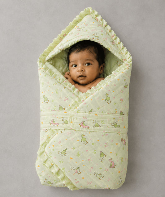 Muslin Lime Cream Runner Duck Baby Wrap Bed