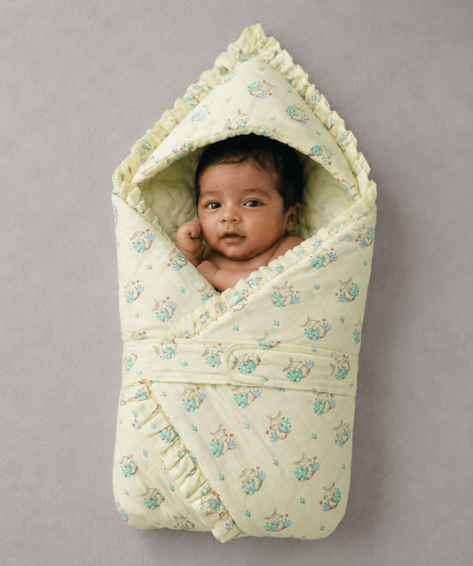 Muslin Yellow Zippy Zebra Baby Wrap Bed
