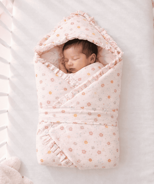 Muslin Salsa Rose Daisy Cloud Baby Wrap Bed