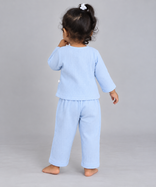Muslin Bubble Crinkle Pyjamas Set (FO) - Aqua