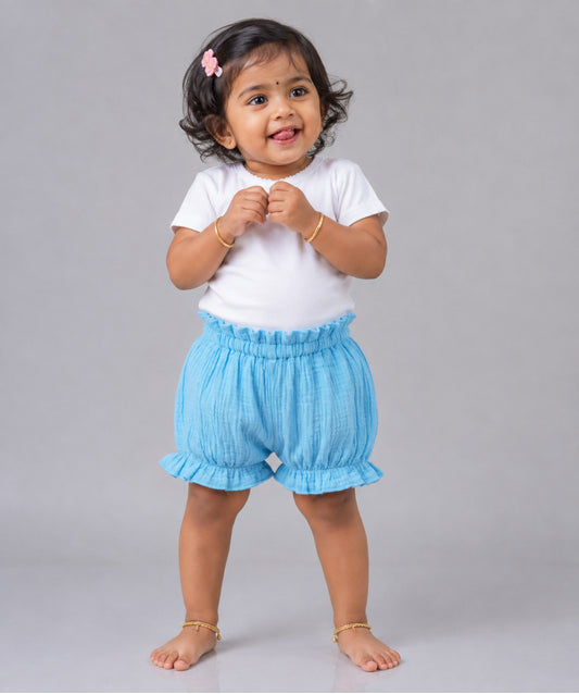 Muslin Bubble Crinkle Bloomers - Aqua