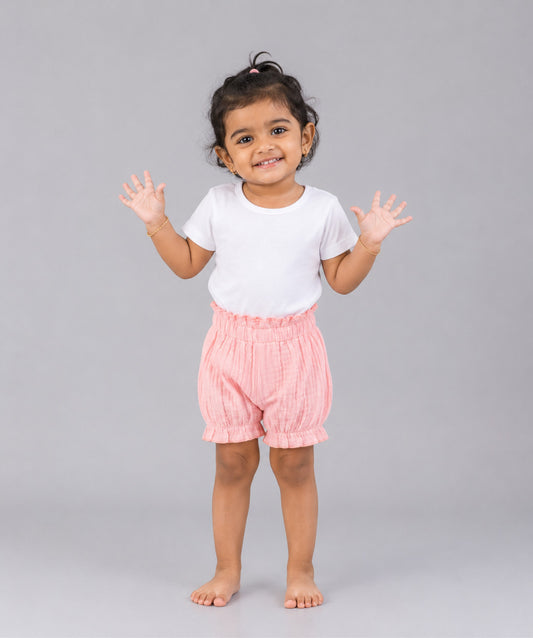 Muslin Bubble Crinkle Bloomers - Flamingo Pink