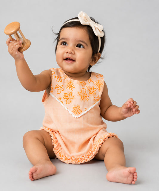 Muslin Boho Frock - Apricot Sherbet Moss