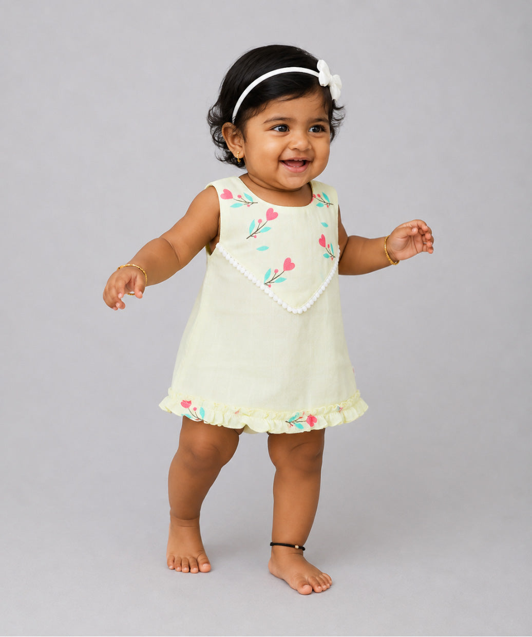 Muslin Boho Frock - Lime Cream Anthurium