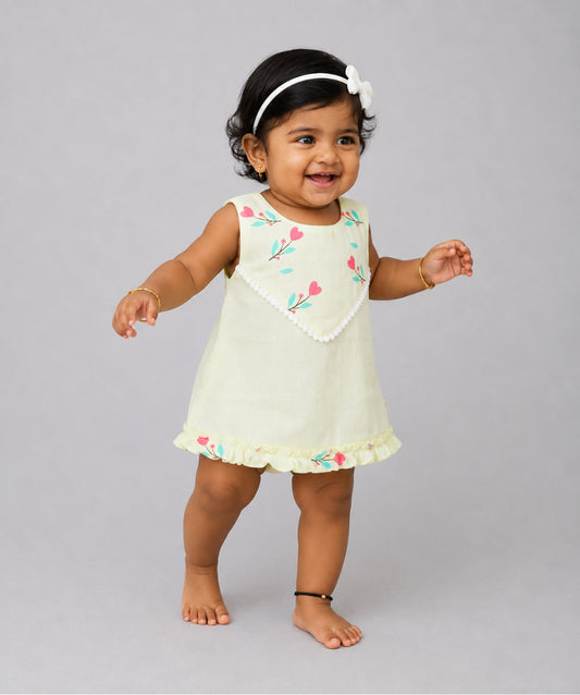 Muslin Boho Frock - Lime Cream Anthurium