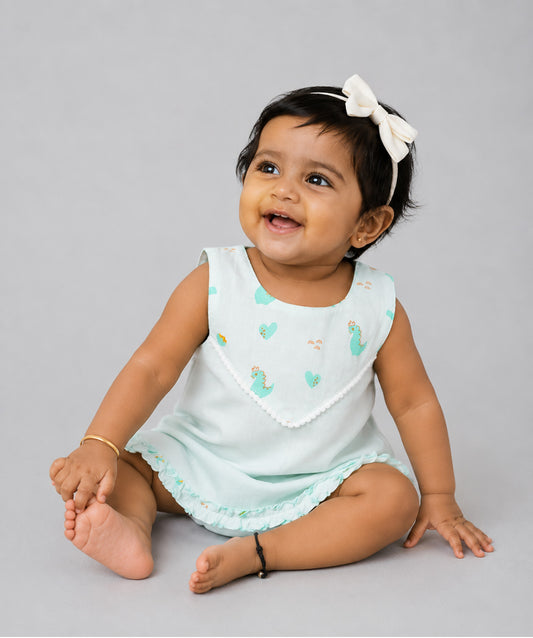 Muslin Boho Frock - Frost Dino Crown