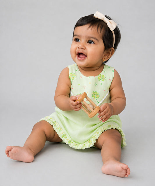 Muslin Boho Frock - Fluo Green Buttercup