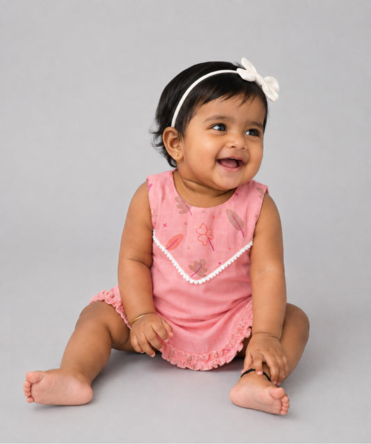 Muslin Boho Frock - Melon Pink Maple
