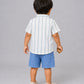 Y/D Muslin Crinkle Breezy Shirt-Shorts Set - Pin Stripe