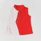 Lurex Dobby Waist Coat-Dhoti Pant - Carmine