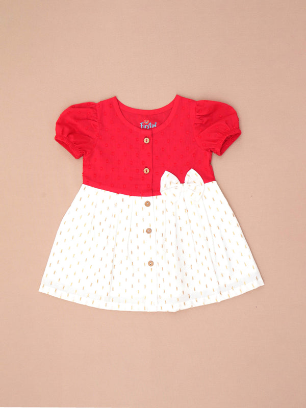 FIRSITN Lurex Dobby Frock - Shimmer Carmine
