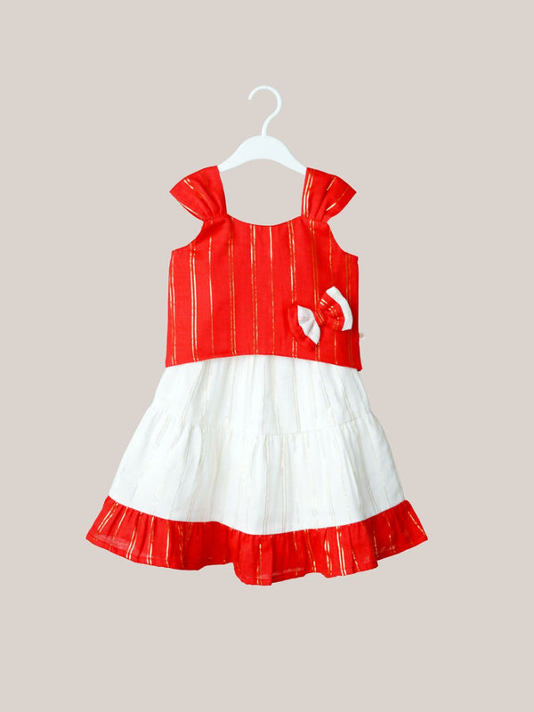 FIRSTIN Ira Top With Skirt (Sleeveless) - Carmine