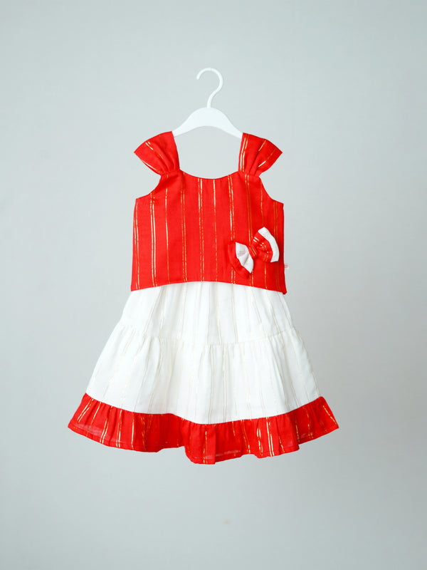 FIRSTIN Ira Top With Skirt (Sleeveless) - Carmine
