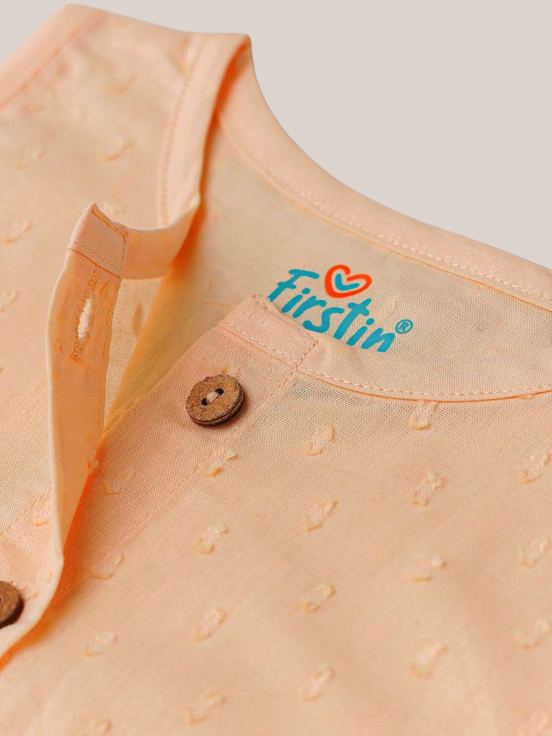 Swiss Dobby Sleeveless Casual Frock - Apricot Sherbet