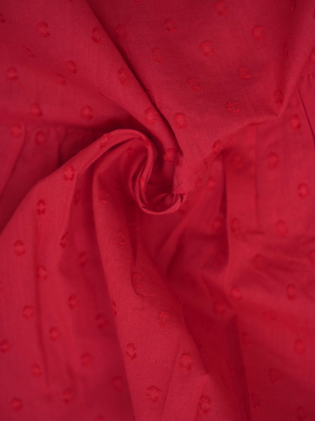 Swiss Dobby Sleeveless Casual Frock - Carmine