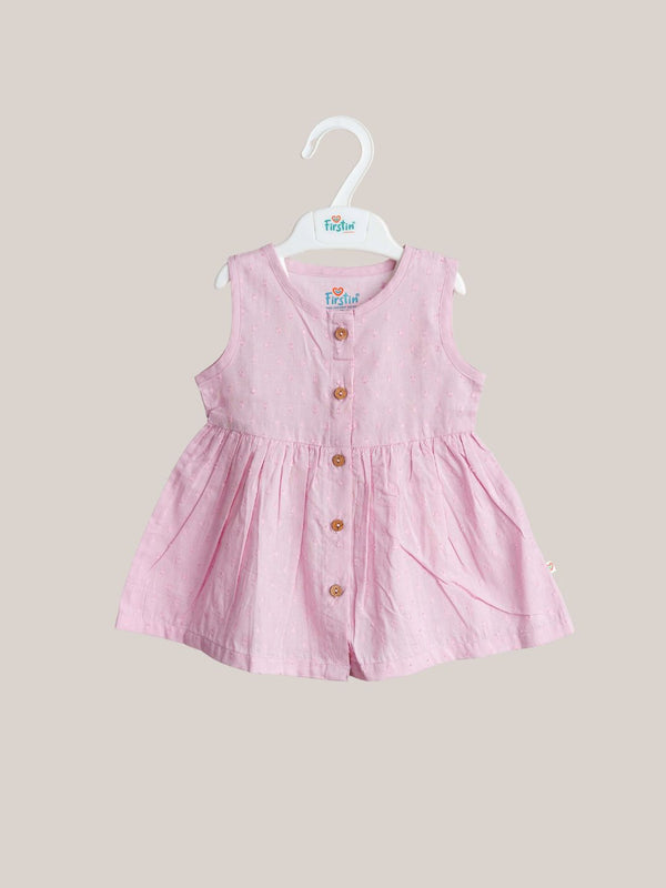 FIRSTIN Swiss Dobby Sleeveless Casual Frock - Fragrant Lilac